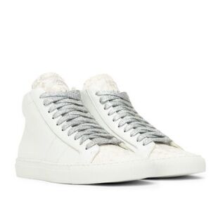 P448 White Sneakers Textured high top 37